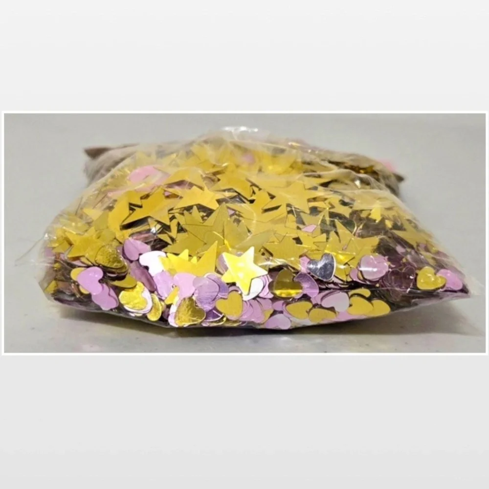 New amscan Confetti Baby Girl Party Gold Stars Hearts Pink Clouds 2.5oz NWT